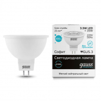 Лампа светодиодная Gauss GU5.3 3.5W 4100K матовая 13524